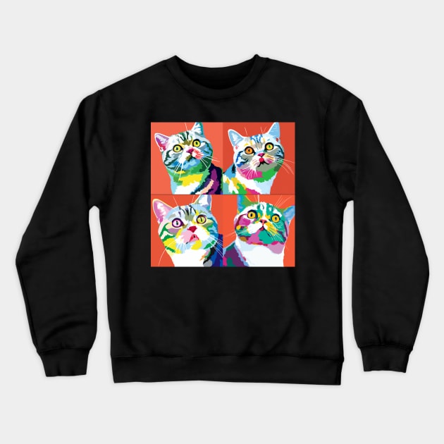 American Wirehair Pop Art - Cat Lover Gif Crewneck Sweatshirt by PawPopArt